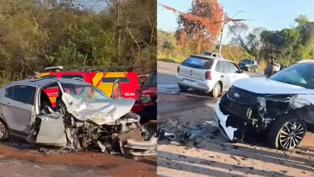 Vídeo: Colisão frontal deixa quatro feridos na GO-462, em Goiânia