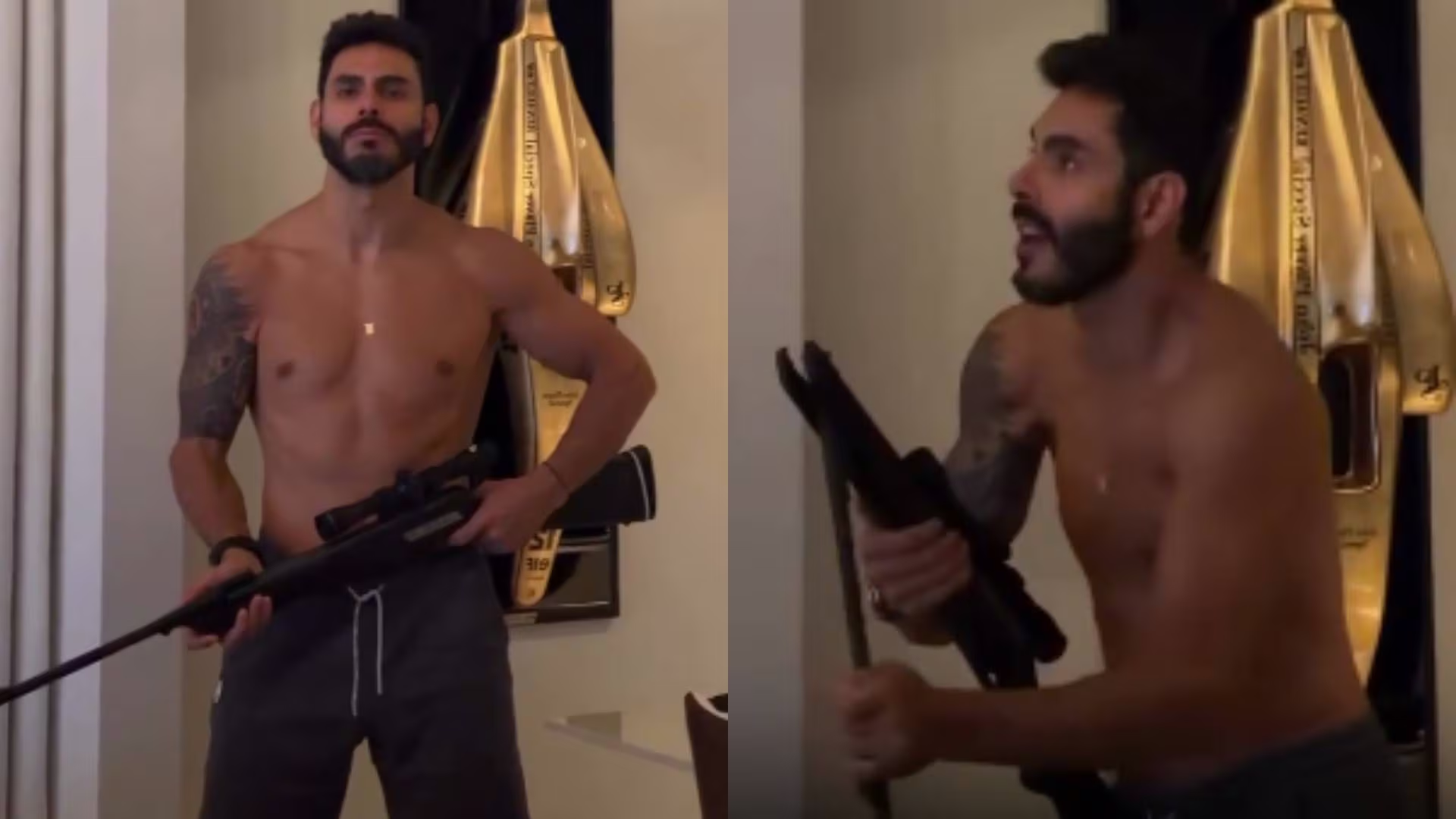 Rodolfo, da dupla com Israel, dá tiro dentro de casa para matar barata