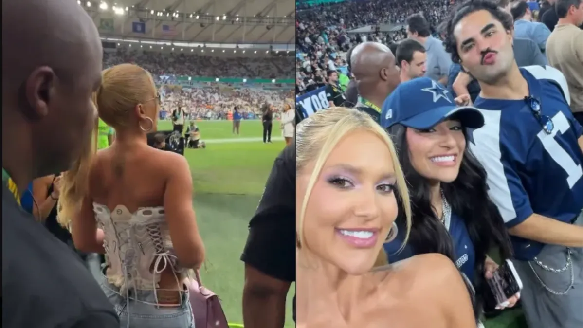 Virginia Fonseca vai ao Maracanã para jogo da NFL cercada por seguranças