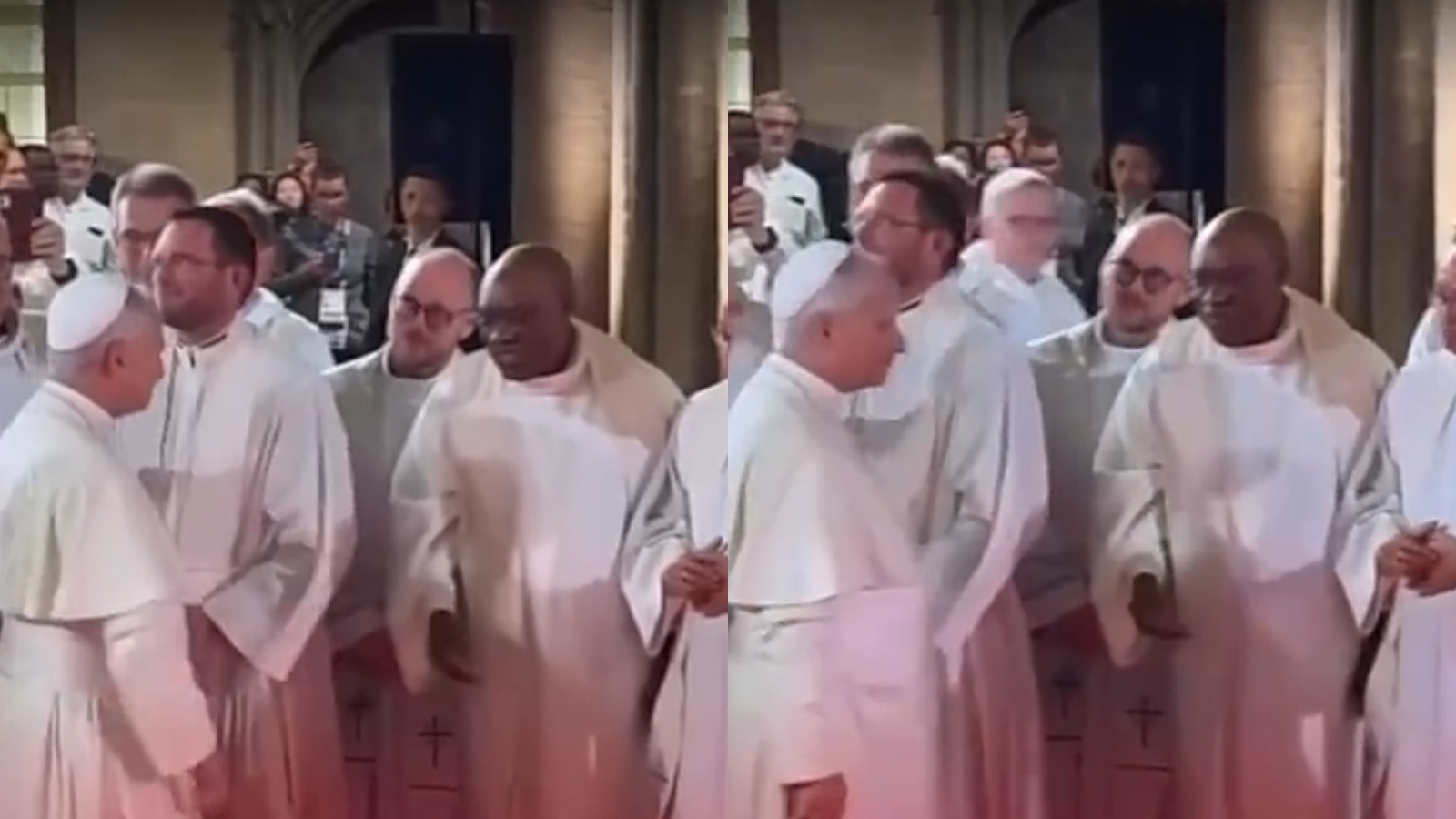 Vídeo mostra Papa Leão XIV passando por padre negro sem apertar sua mão na França