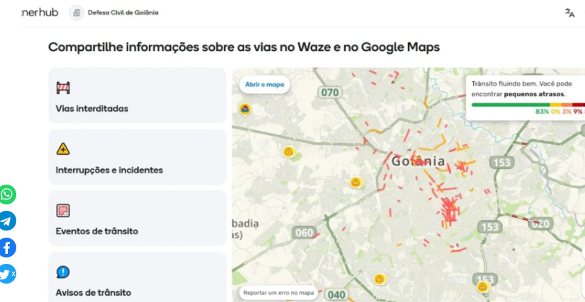 Goiânia amplia ação com o Waze e reforça rotas seguras contra alagamentos