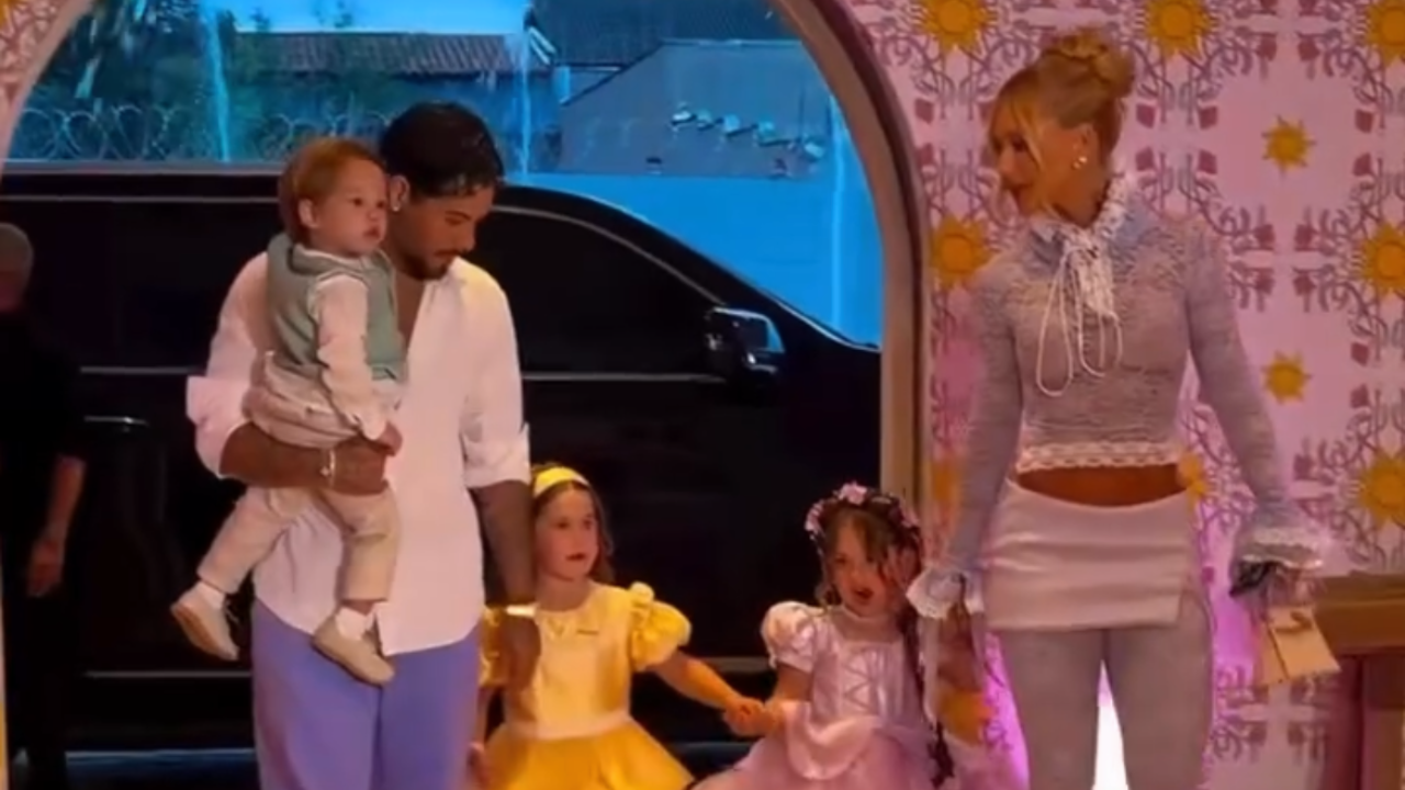 Virginia e Zé Felipe se reúnem em Goiânia para festa de 4 anos de Maria Flor; assista ao vídeo