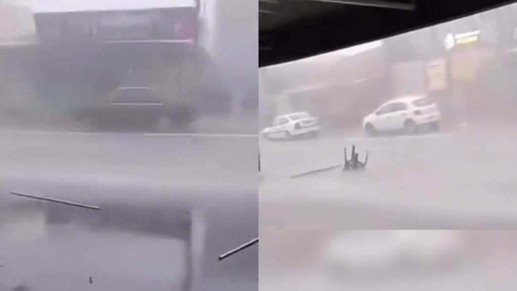 Vídeo mostra barraca e objetos arrastados por ventania em Senador Canedo