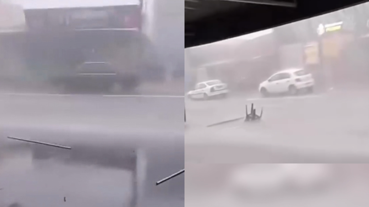 Vídeo mostra barraca e objetos arrastados por ventania em Senador Canedo