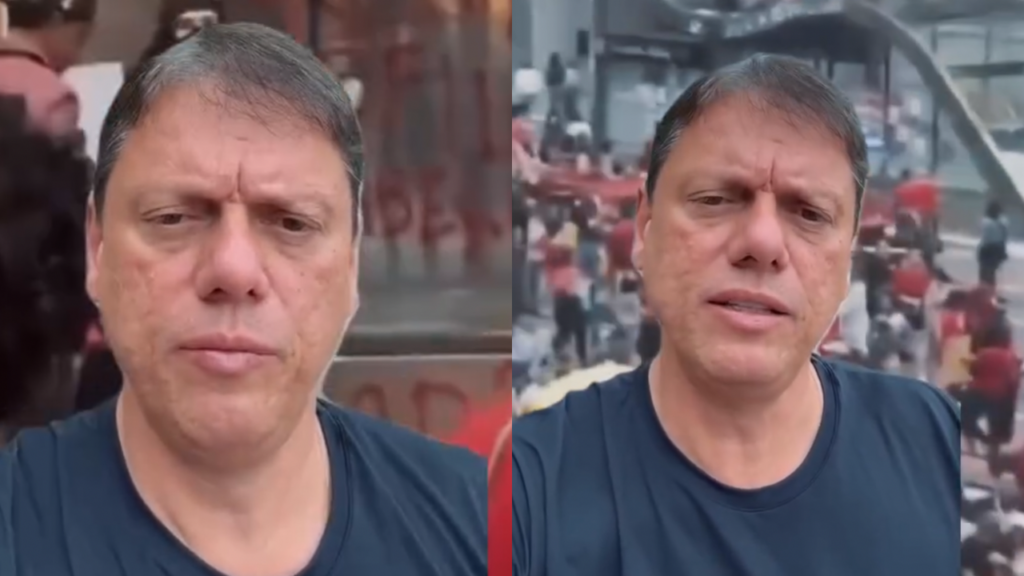 Tarcísio crítica depredação no metrô após ato pró-Lula em São Paulo. Veja vídeo
