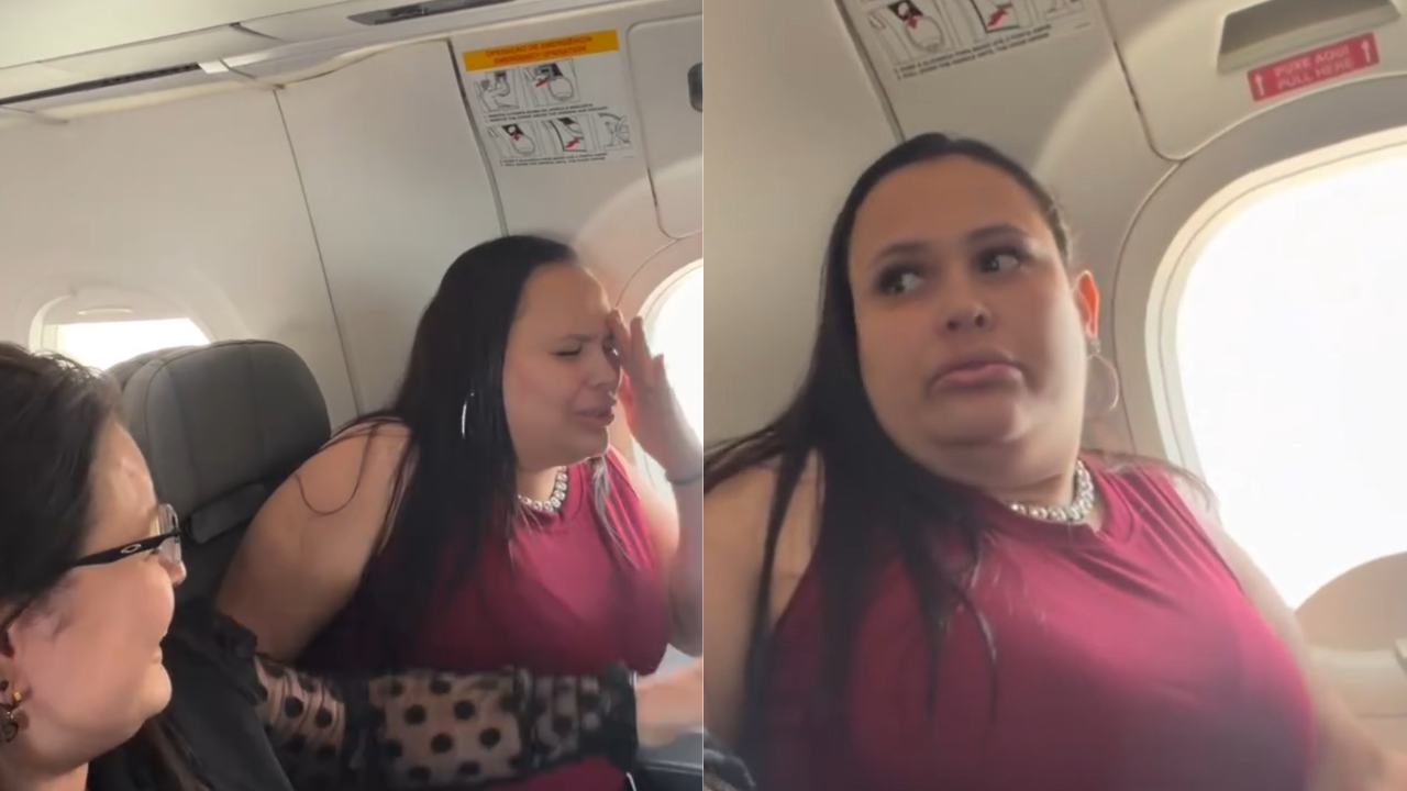 Mulher reza durante pouso de avião e reação diverte internautas; assista ao vídeo