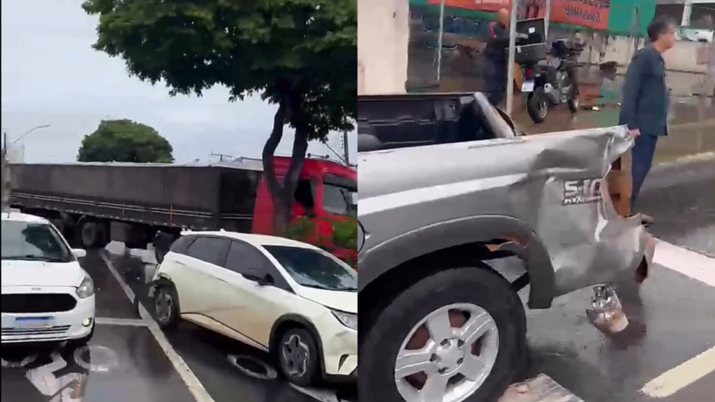 Dois acidentes chamam atenção no trânsito de Goiânia entre a madrugada e a manhã desta segunda-feira (5)