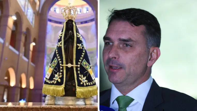 Pichações em SP misturam Trump, Flávio e Nossa Senhora