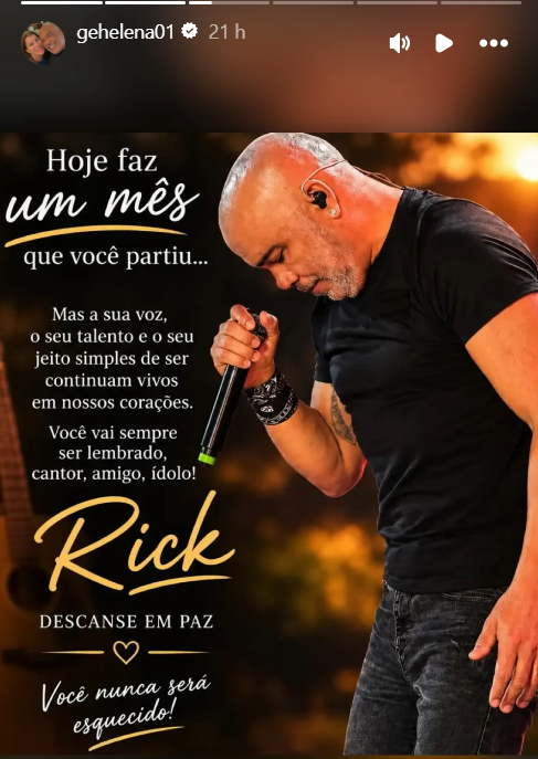 Viúva de Rick Sollo desabafa um mês após morte do cantor